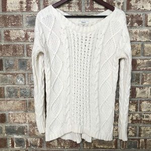 Madewell white cable knit sweater EUC